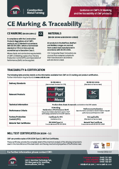 CMF CE Marking & Traceability Datasheet